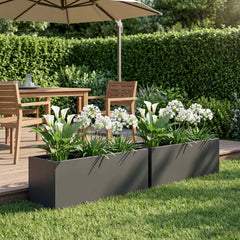 vidaXL Garden Planter 2 pcs Black 40 x 20 x 20 cm Cold-rolled Steel 1