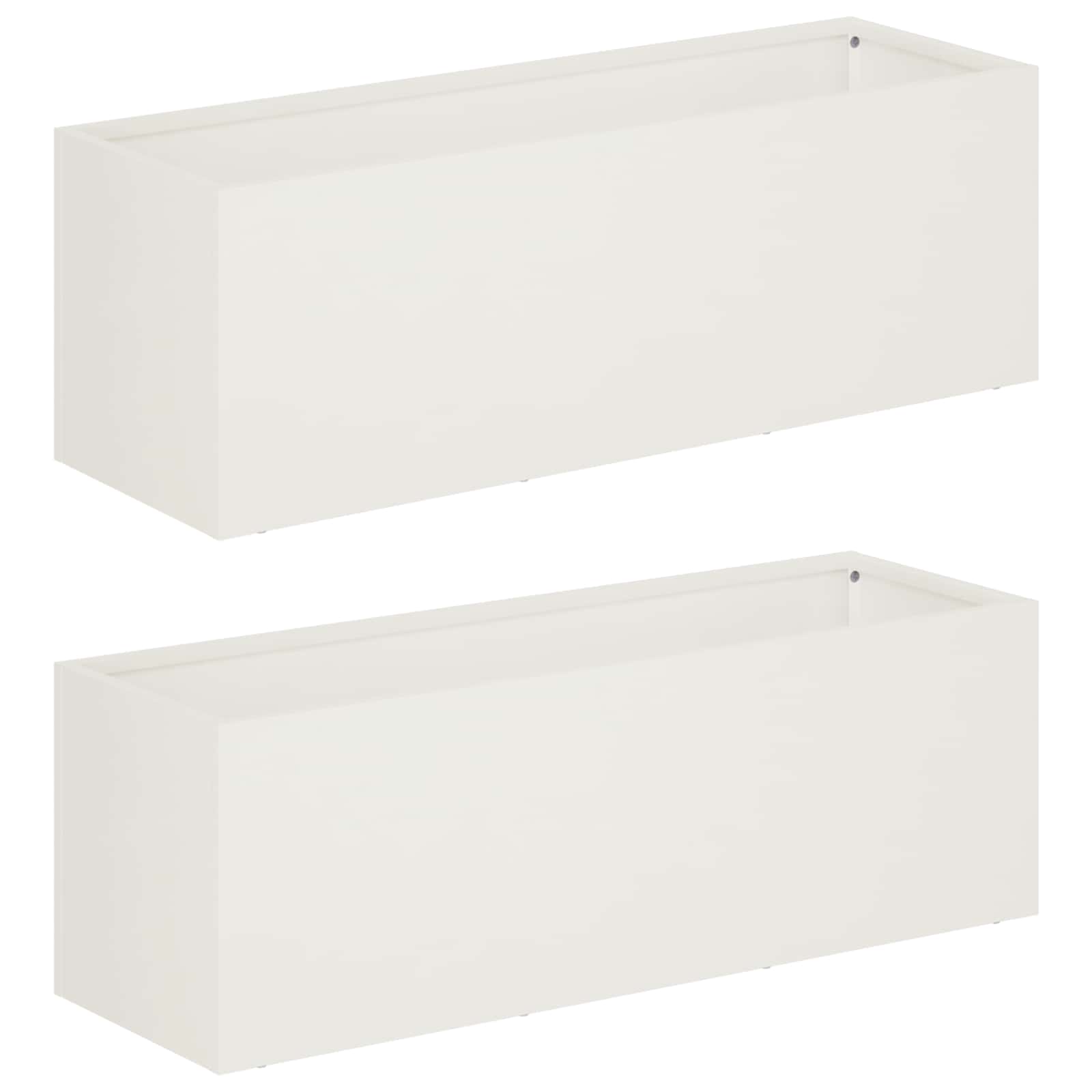 vidaXL Garden Planter 2 pcs White 40 x 20 x 20 cm Cold-rolled Steel 2