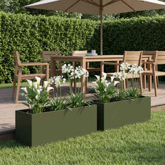 vidaXL Garden Planter 2 pcs Olive Green 40 x 20 x 20 cm 1
