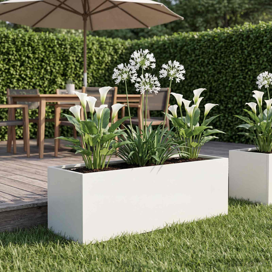 vidaXL Garden Planter White 60 x 20 x 20 cm Cold-rolled Steel 1