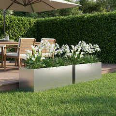 vidaXL Garden Planter 2 pcs Silver 60 x 20 x 20 cm Galvanised Steel 1