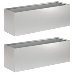 vidaXL Garden Planter 2 pcs Silver 60 x 20 x 20 cm Galvanised Steel 2