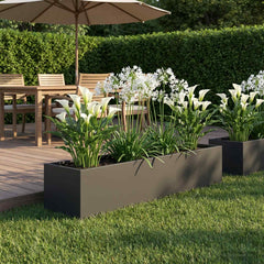 vidaXL Garden Planter Black 80 x 20 x 20 cm Cold-rolled Steel 1