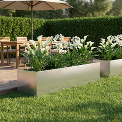 vidaXL Garden Planter Silver 80 x 20 x 20 cm Galvanised Steel 1