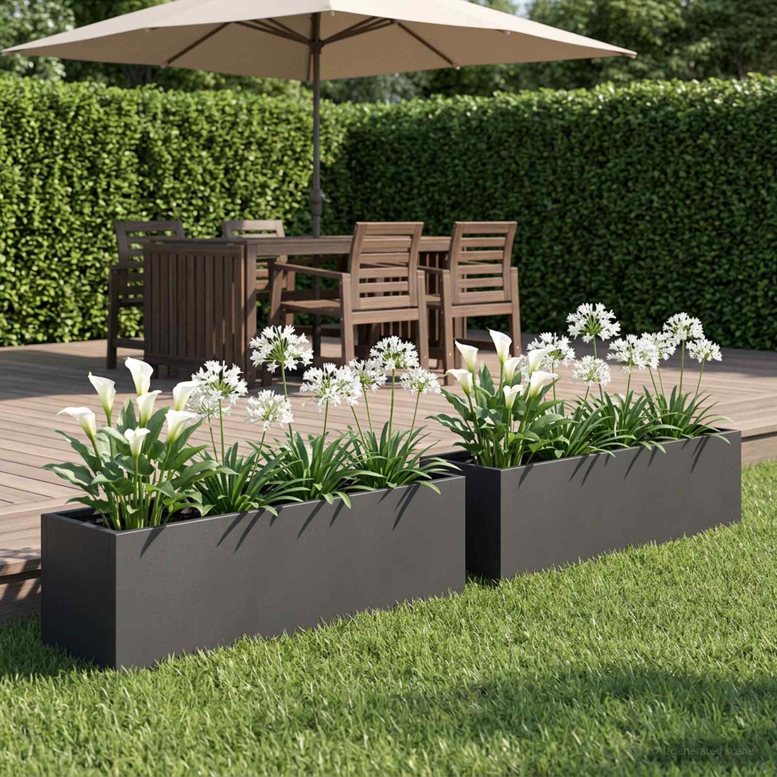 vidaXL Garden Planter 2 pcs Black 100 x 20 x 20 cm Cold-rolled Steel 1
