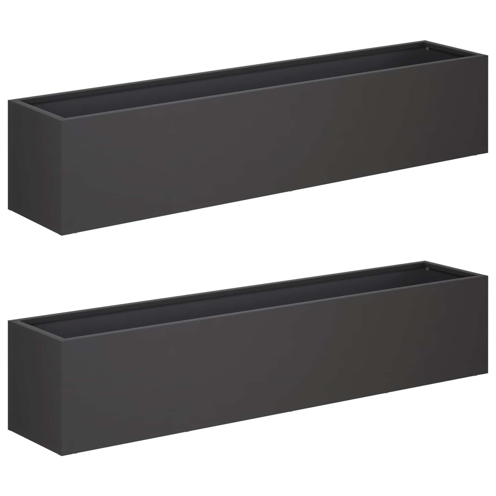 vidaXL Garden Planter 2 pcs Black 100 x 20 x 20 cm Cold-rolled Steel 2