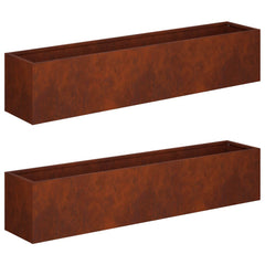 vidaXL Garden Planter 2 pcs Rusty 100 x 20 x 20 cm Weathering Steel 2