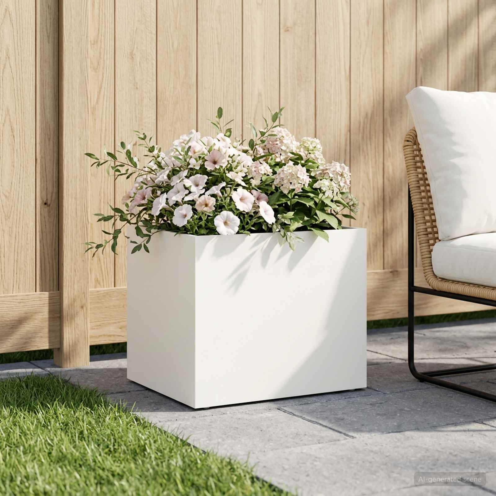vidaXL Garden Planter White 40 x 30 x 30 cm Cold-rolled Steel 1