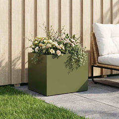 vidaXL Garden Planter Olive Green 40 x 30 x 30 cm Cold-rolled Steel 1