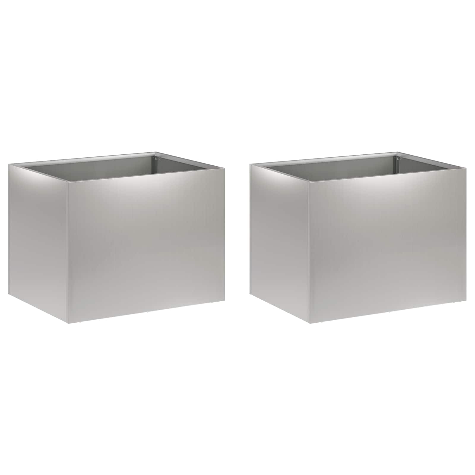 vidaXL Garden Planter 2 pcs Silver 40 x 30 x 30 cm Galvanised Steel 2