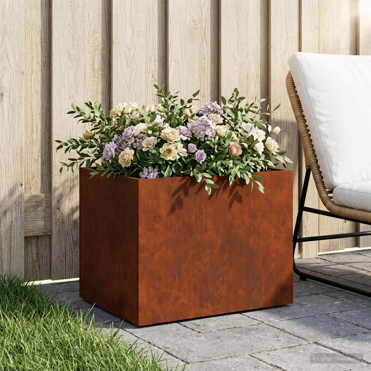 vidaXL Garden Planter Rusty 40 x 30 x 30 cm Weathering Steel 1