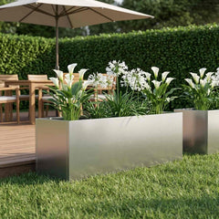 Garden Planter Silver Stainless Steel Height