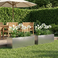 Garden Planter Silver Stainless Steel Depth