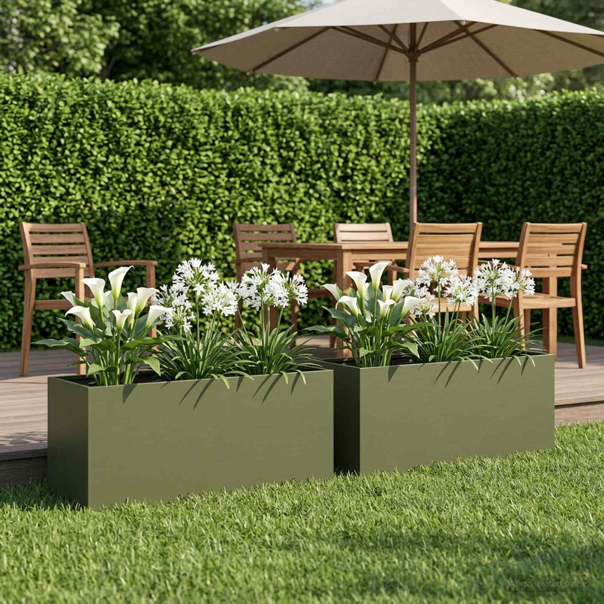 Garden Planter Olive Green Depth