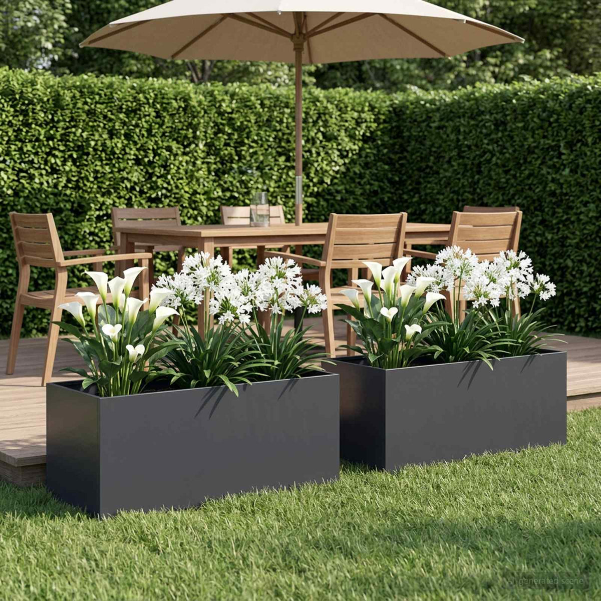 Garden Planter 2 pcs Anthracite Depth 40 cm 100 cm 40 cm