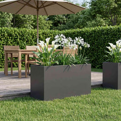 vidaXL Garden Planter Black 80 x 50 x 50 cm Cold-rolled Steel 1