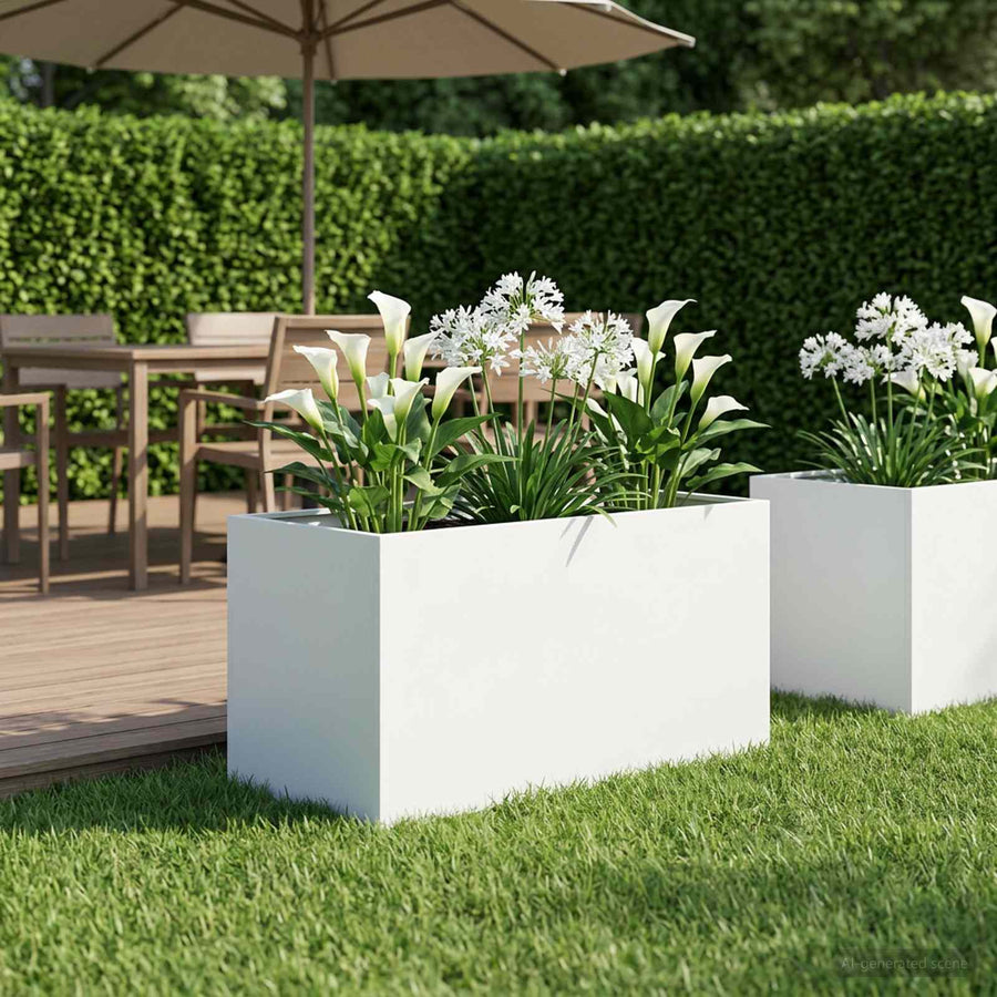 vidaXL Garden Planter White 80 x 50 x 50 cm Cold-rolled Steel 1