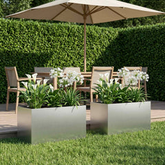 Garden Planter Silver Galvanised Steel Depth