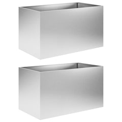 Garden Planter Silver 2 pcs Galvanised Steel Depth 50 cm 80 cm 50 cm