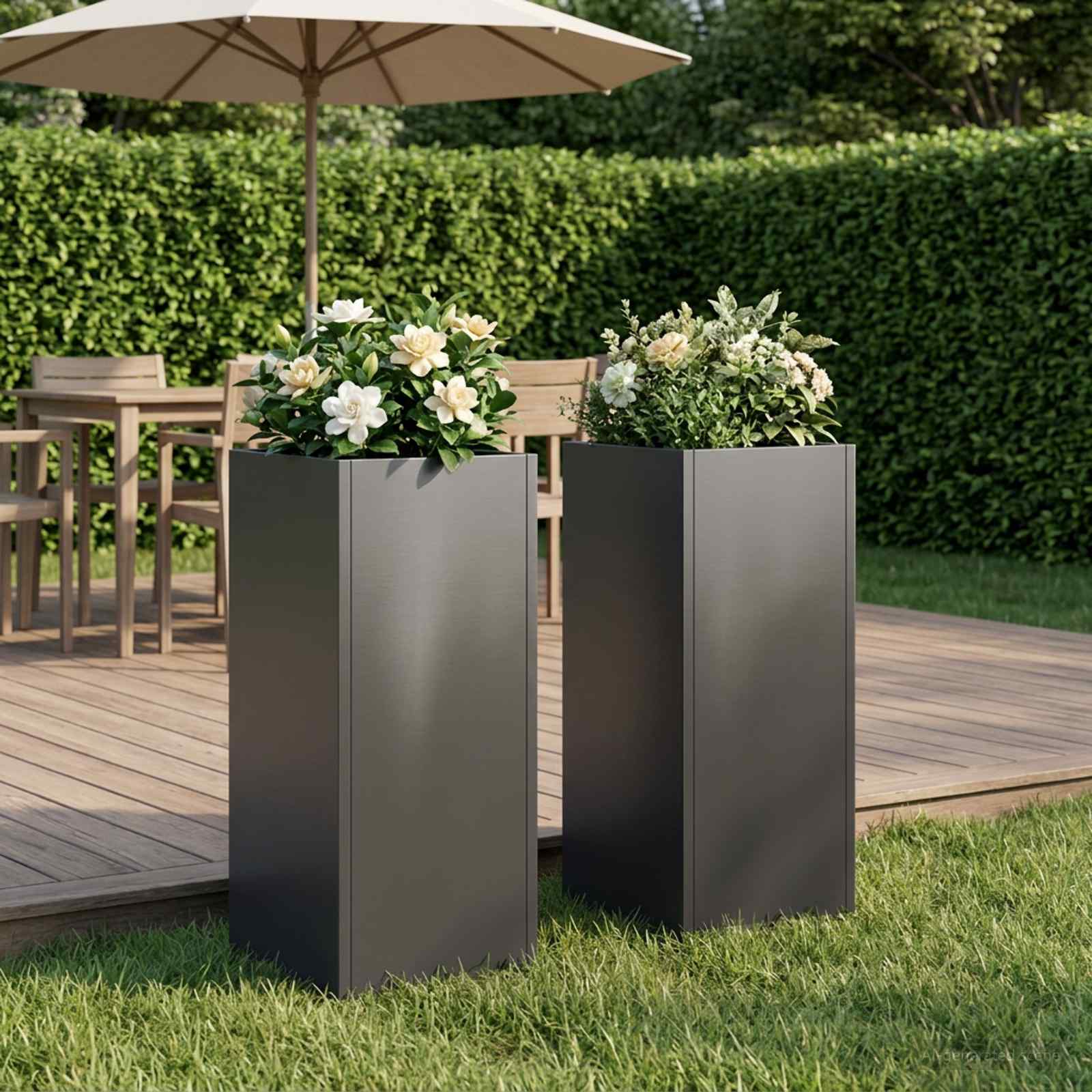 vidaXL Garden Planter 2 pcs Black 20 x 20 x 40 cm Cold-rolled Steel 1
