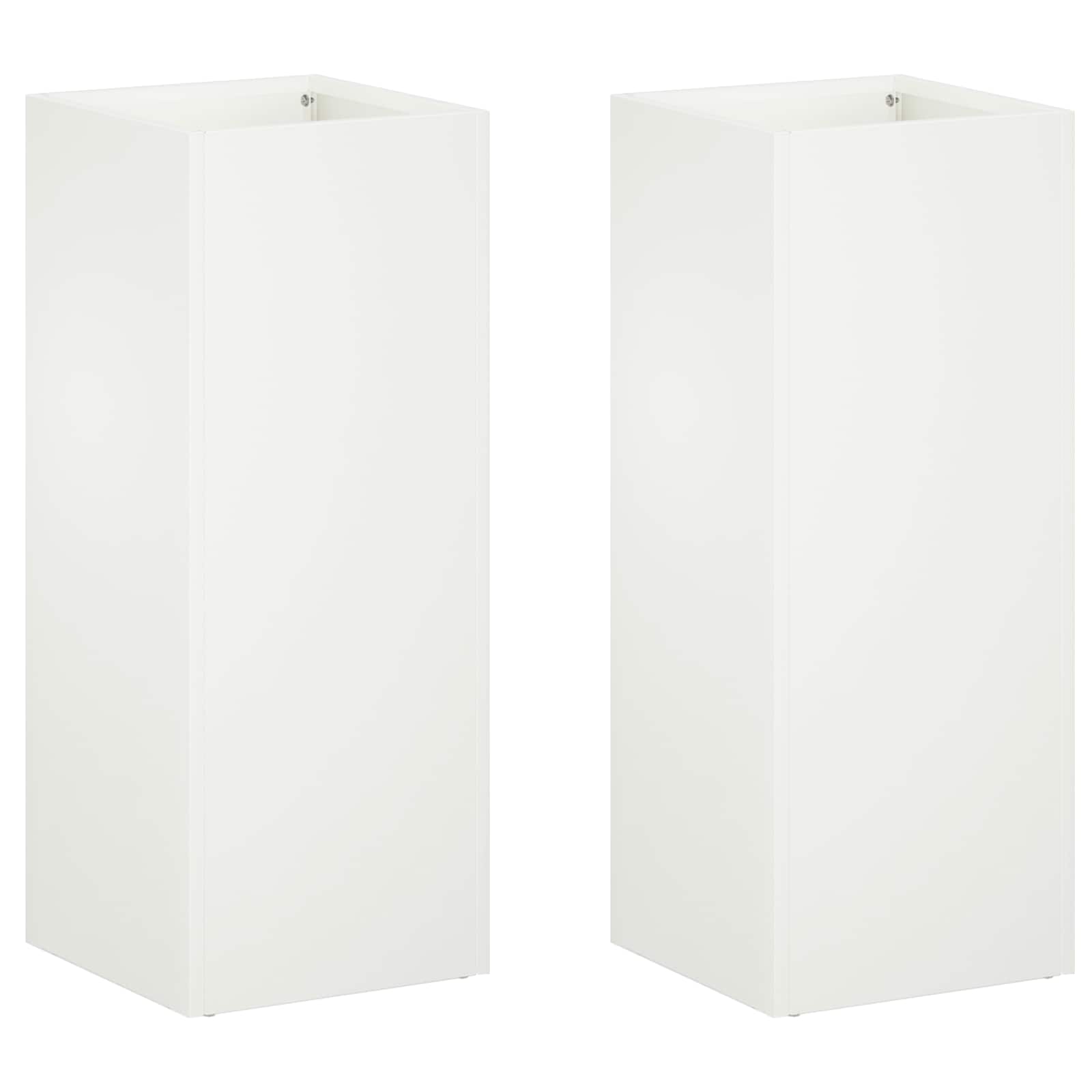 vidaXL Garden Planter 2 pcs White 20 x 20 x 40 cm Cold-rolled Steel 2