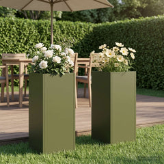 vidaXL Garden Planter 2 pcs Olive Green 20 x 20 x 40 cm 1