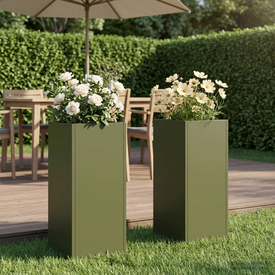 vidaXL Garden Planter 2 pcs Olive Green 20 x 20 x 40 cm 1