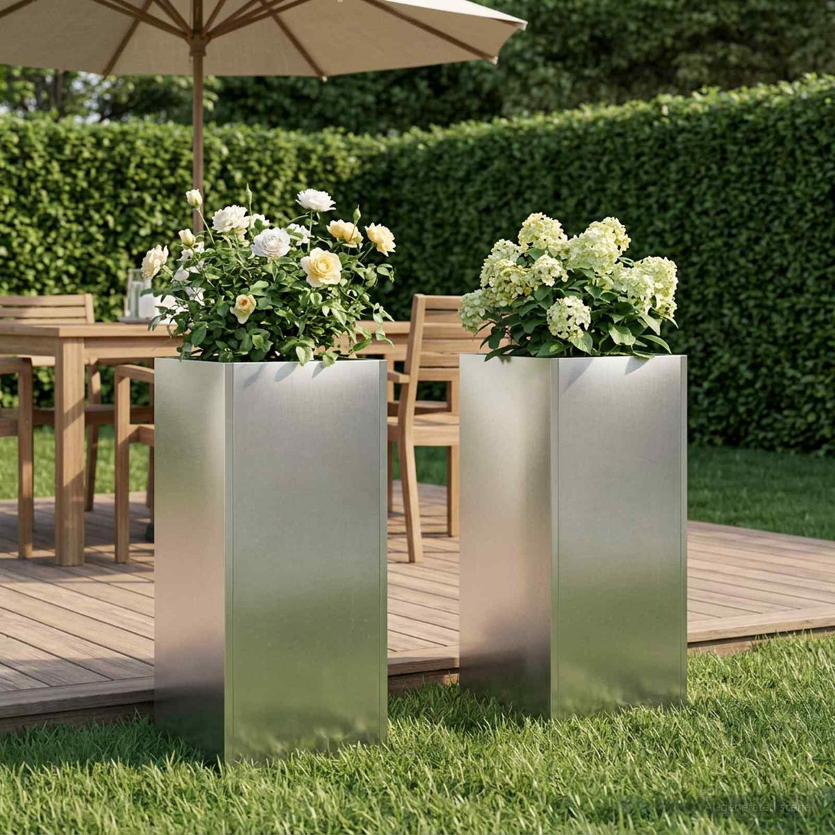 Garden Planter Silver 2 pcs Stainless Steel Depth 20 cm 20 cm 40 cm