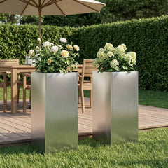 Garden Planter Silver 2 pcs Stainless Steel Depth 20 cm 20 cm 40 cm