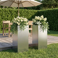 vidaXL Garden Planter 2 pcs Silver 20 x 20 x 40 cm Galvanised Steel 1