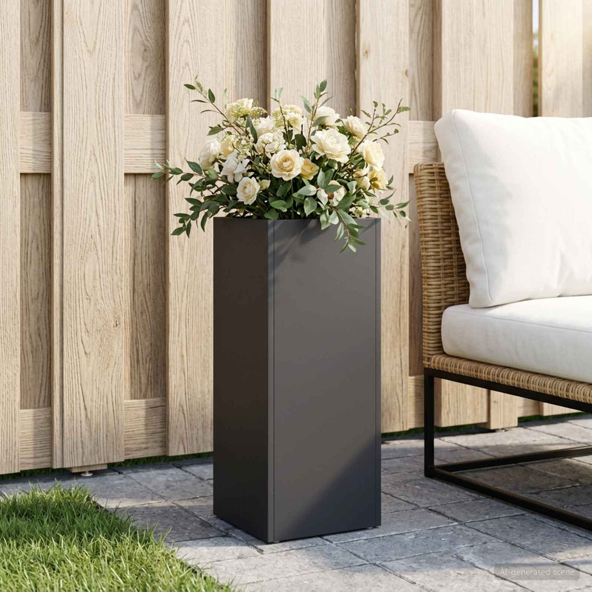 vidaXL Garden Planter Black 20 x 20 x 50 cm Cold-rolled Steel 1