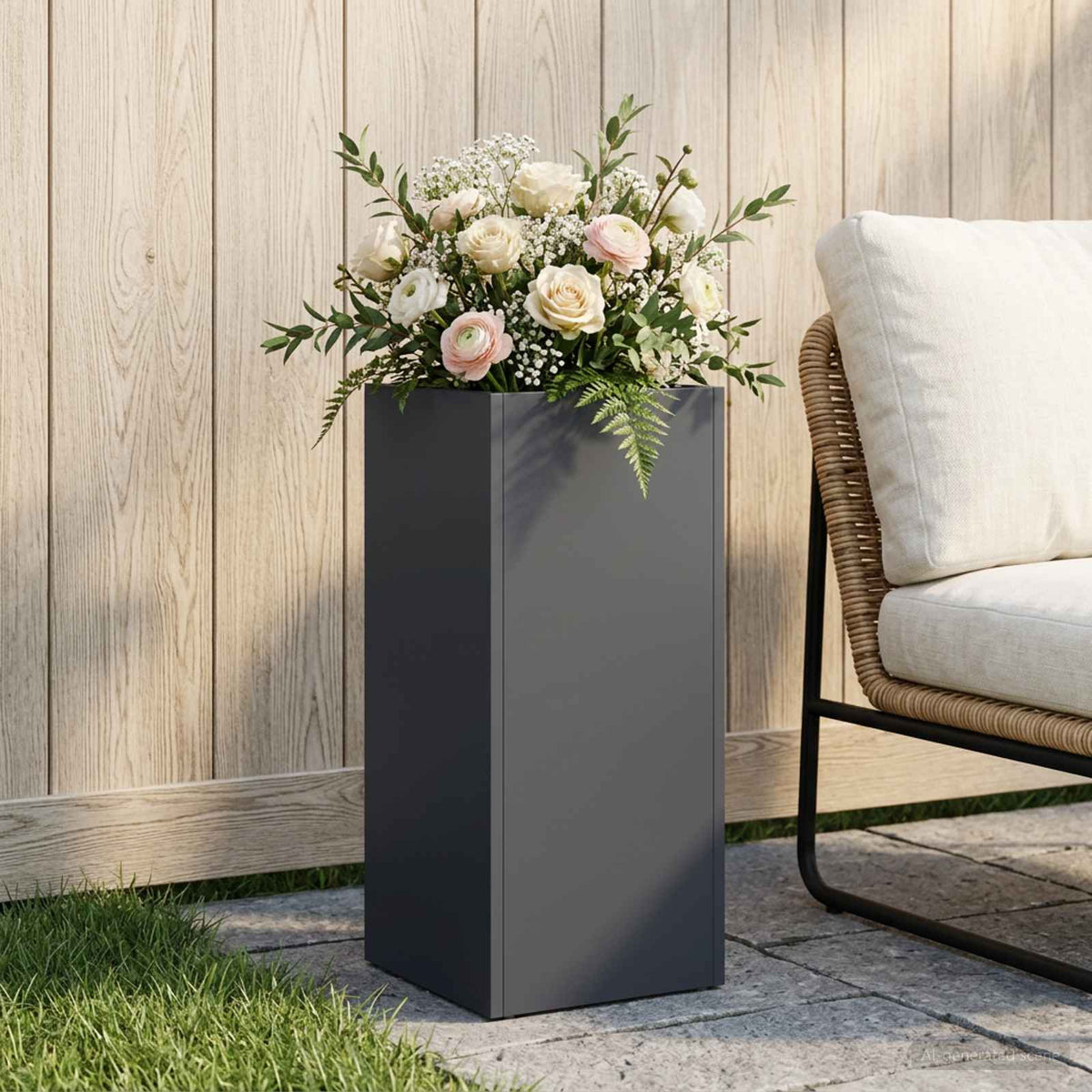 vidaXL Garden Planter Anthracite 20 x 20 x 50 cm Cold-rolled Steel 1