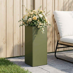 vidaXL Garden Planter Olive Green 20 x 20 x 50 cm Cold-rolled Steel 1