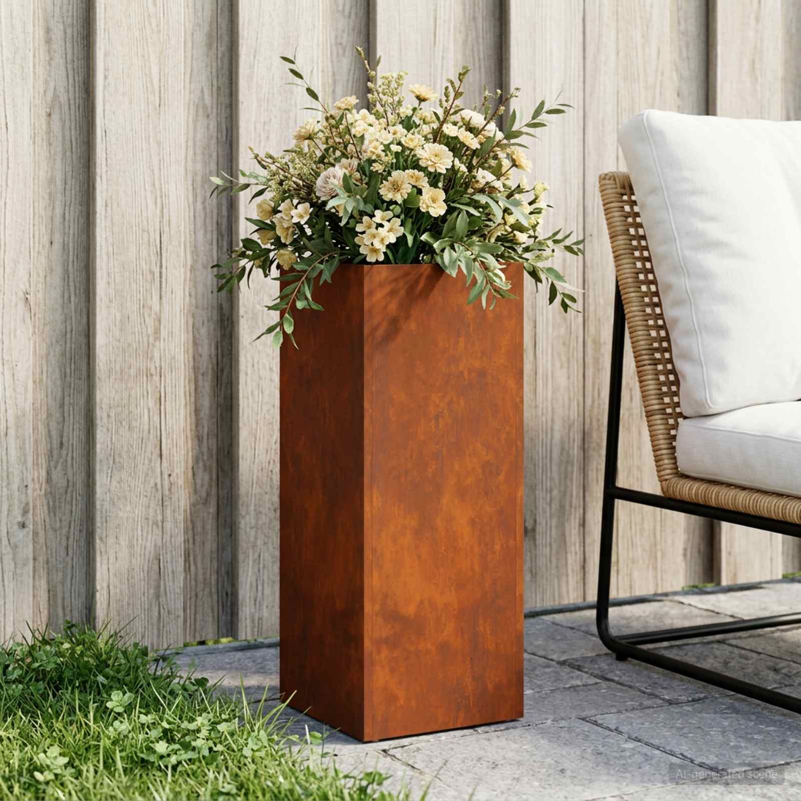 vidaXL Garden Planter Rusty 20 x 20 x 50 cm Weathering Steel 1