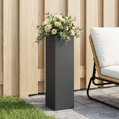 vidaXL Garden Planter Black 20 x 20 x 75 cm Cold-rolled Steel 1