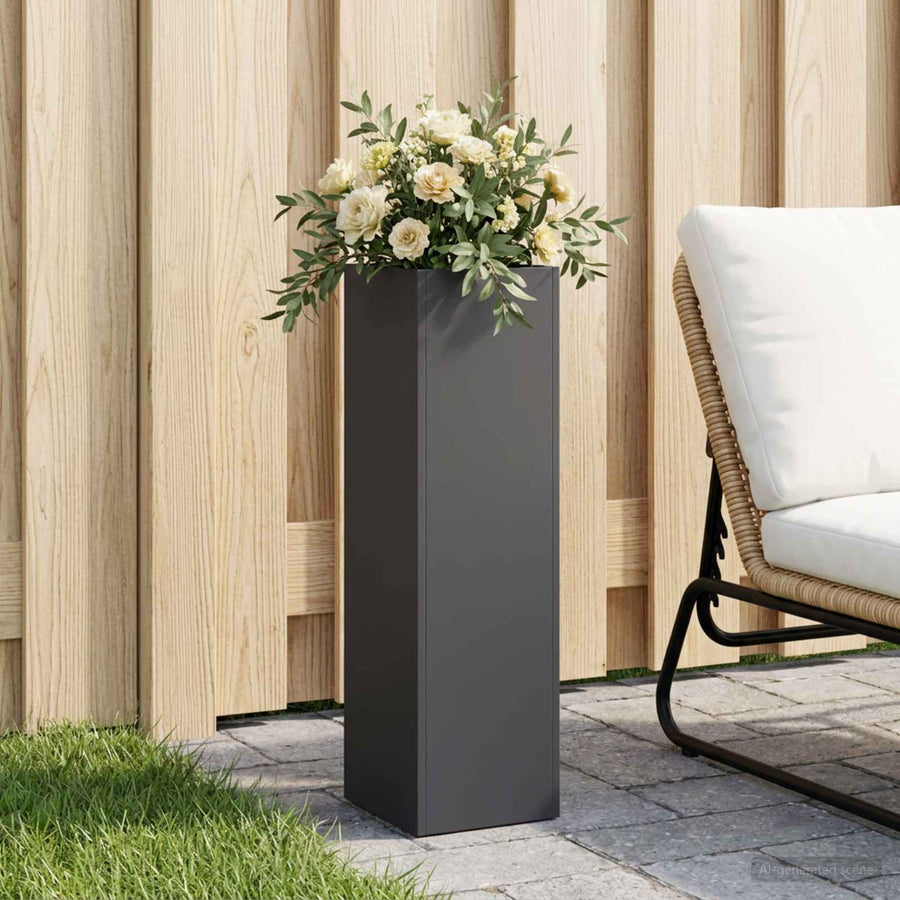 vidaXL Garden Planter Black 20 x 20 x 75 cm Cold-rolled Steel 1