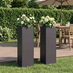 vidaXL Garden Planter Cold-rolled Steel 2 pcs Black Depth 20 cm