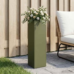 vidaXL Garden Planter Olive Green 20 x 20 x 75 cm Cold-rolled Steel 1