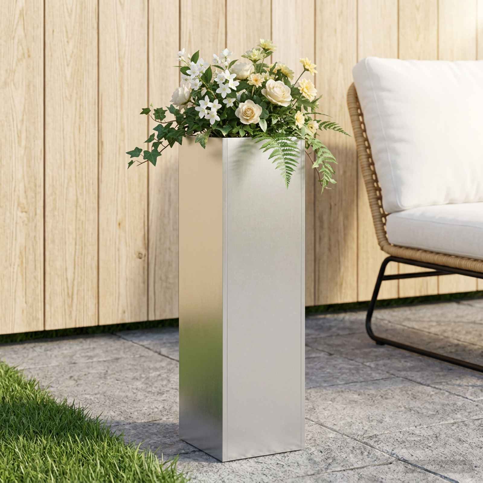 vidaXL Garden Planter Silver 20 x 20 x 75 cm Stainless Steel 1