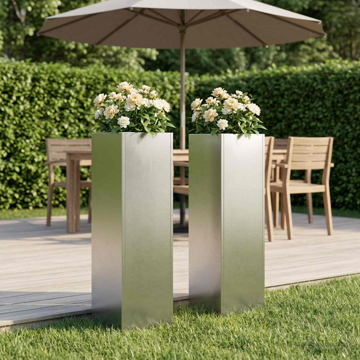 Garden Planter Silver 2 pcs Stainless Steel Depth 20 cm 20 cm 75 cm