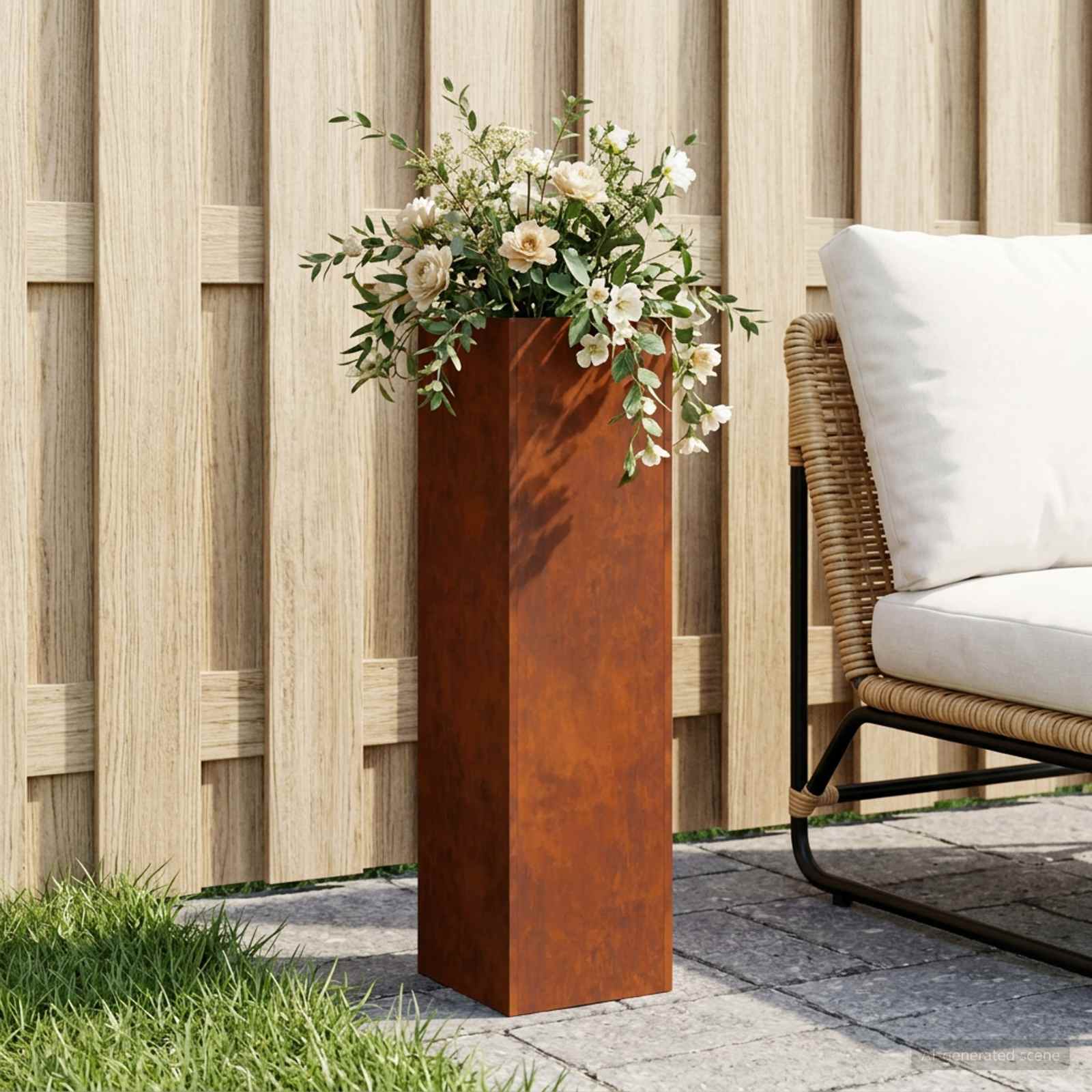 vidaXL Garden Planter Rusty 20 x 20 x 75 cm Weathering Steel 1