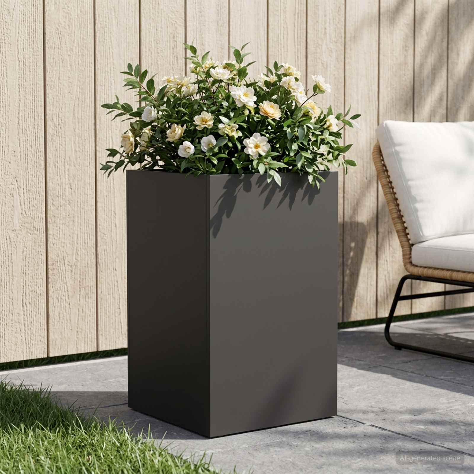 vidaXL Garden Planter Black 30 x 30 x 40 cm Cold-rolled Steel 1