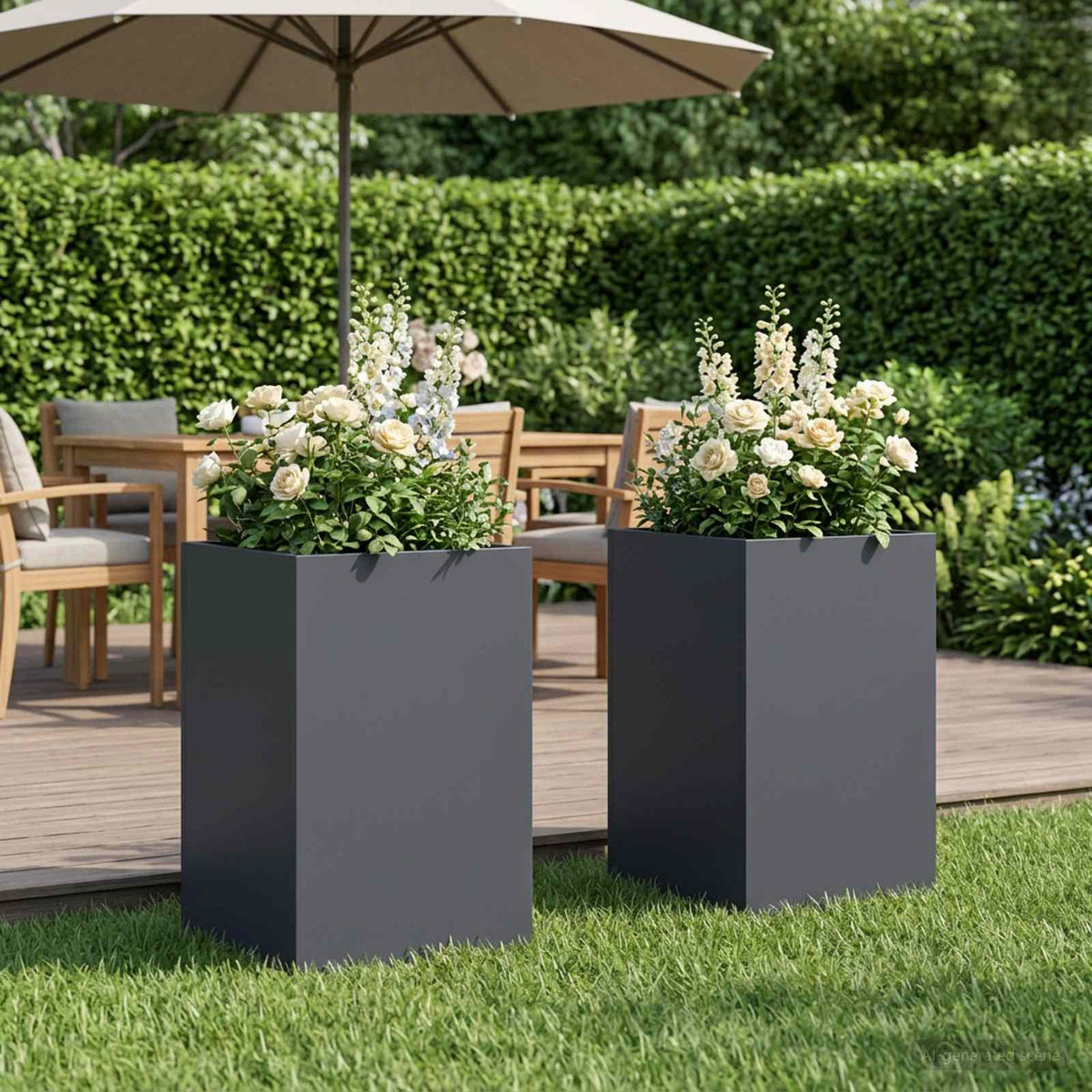 vidaXL Garden Planter 2 pcs Anthracite Depth 30 cm