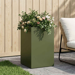 vidaXL Garden Planter Olive Green 30 x 30 x 40 cm Cold-rolled Steel 1
