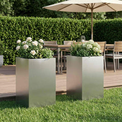 Garden Planter Silver Stainless Steel Depth