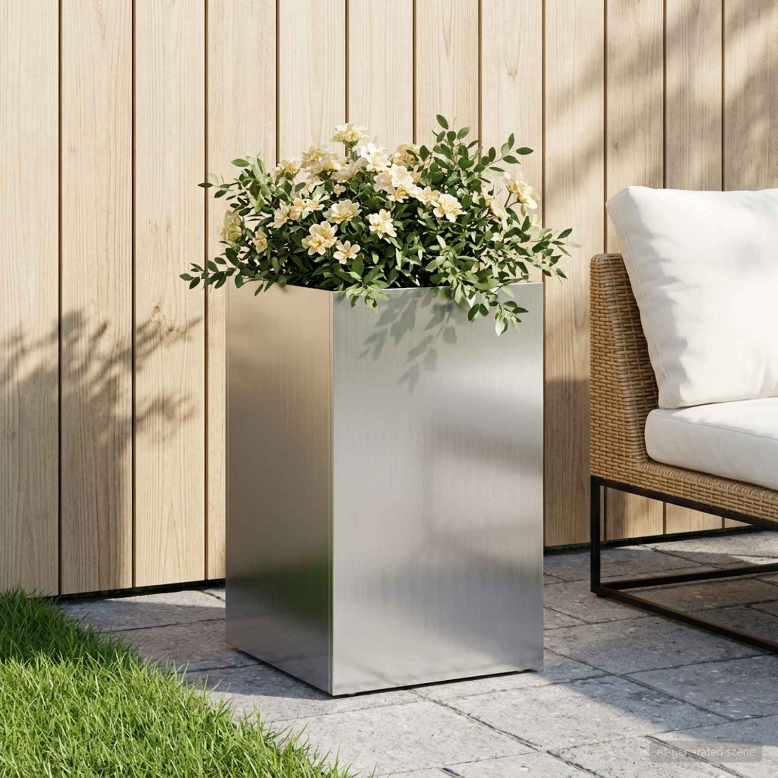 vidaXL Garden Planter Silver 30 x 30 x 40 cm Galvanised Steel 1