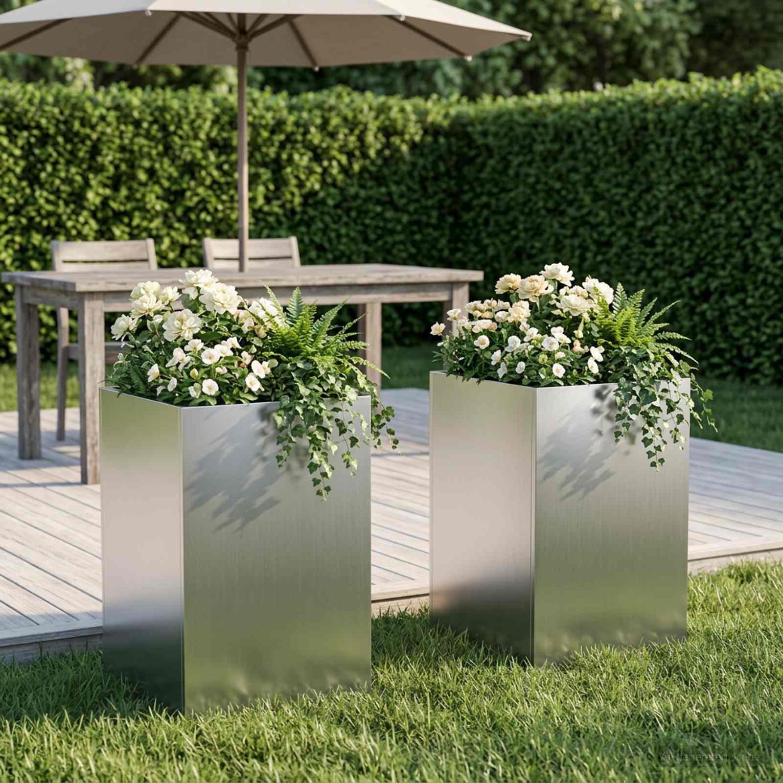 vidaXL Garden Planter 2 pcs Silver 30 x 30 x 40 cm Galvanised Steel 1