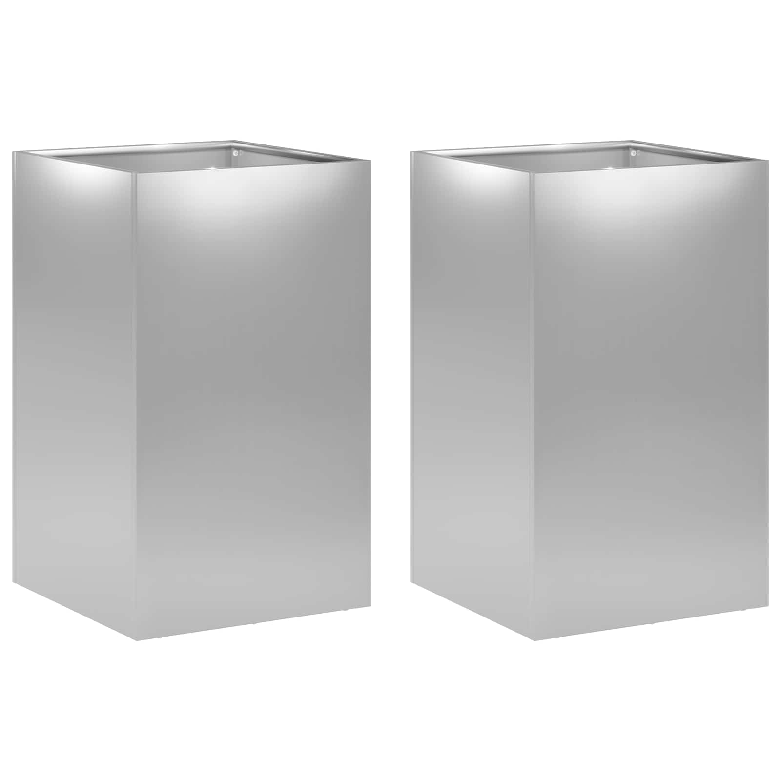 vidaXL Garden Planter 2 pcs Silver 30 x 30 x 40 cm Galvanised Steel 2