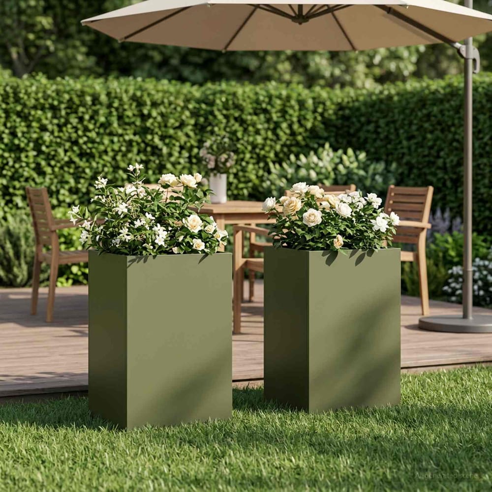 Garden Planter 2 pcs Olive Green Depth 40 cm 40 cm 50 cm