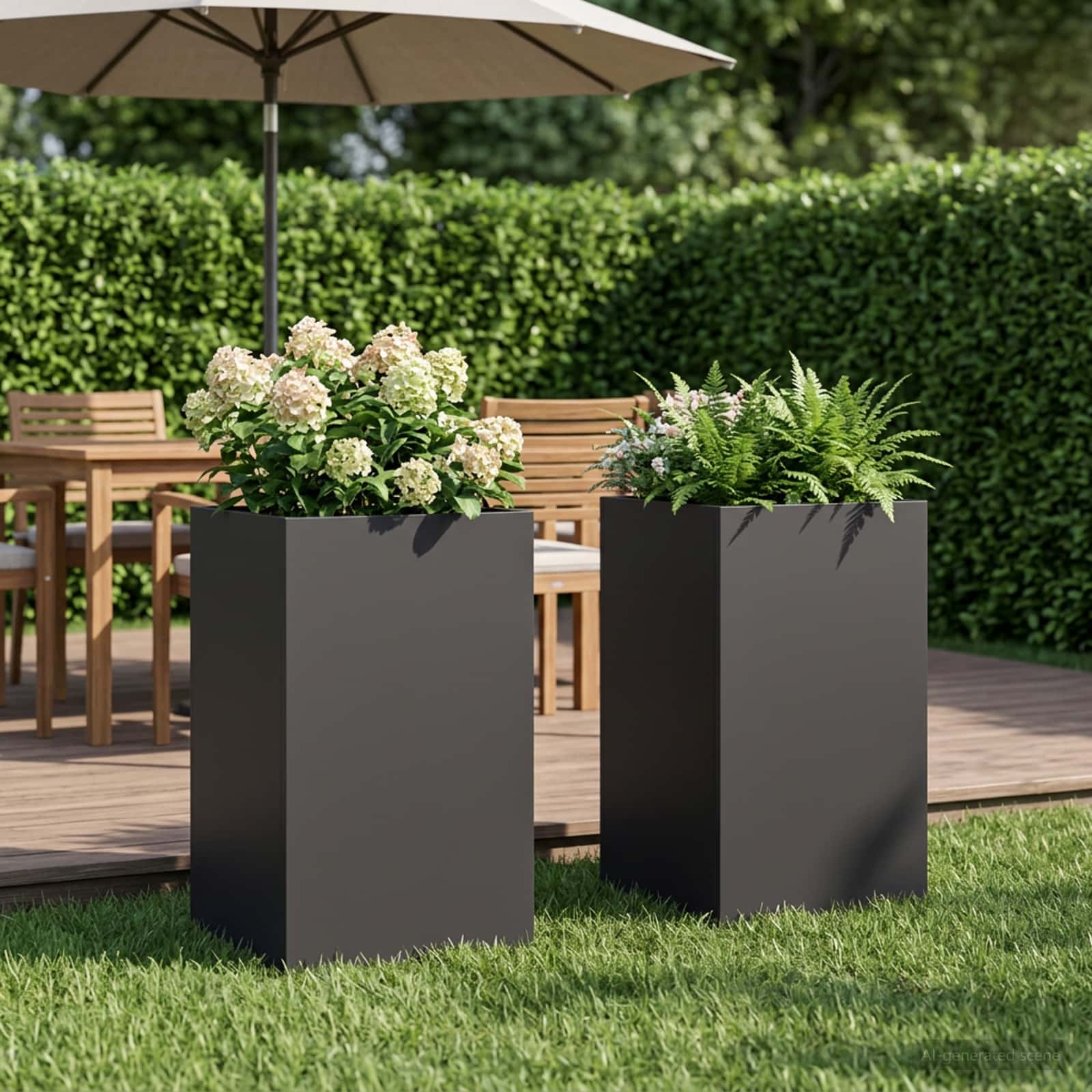 vidaXL Garden Planter 2 pcs Black 40 x 40 x 50 cm Cold-rolled Steel 1